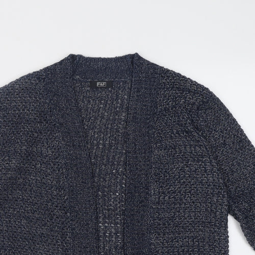 F&F Womens Blue V-Neck  Acrylic Cardigan Jumper Size 8