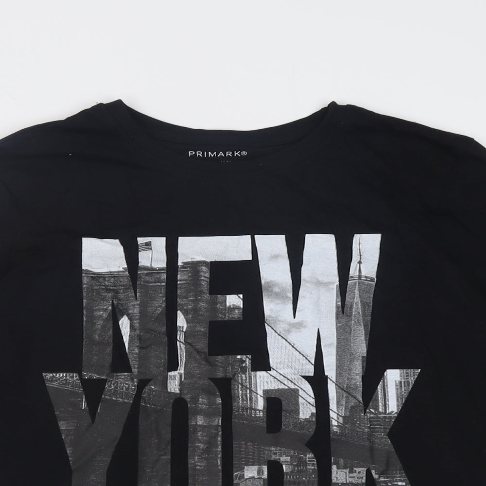 Primark Boys Black  Cotton Basic Casual Size 12-13 Years Crew Neck Pullover - New York