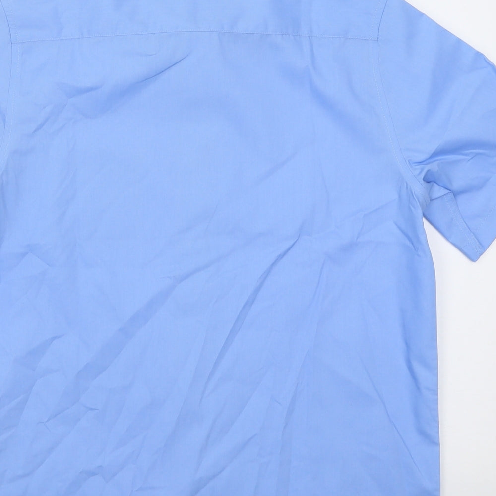 Marks and Spencer Boys Blue  Cotton Basic Polo Size 13-14 Years Collared Button - School Wear