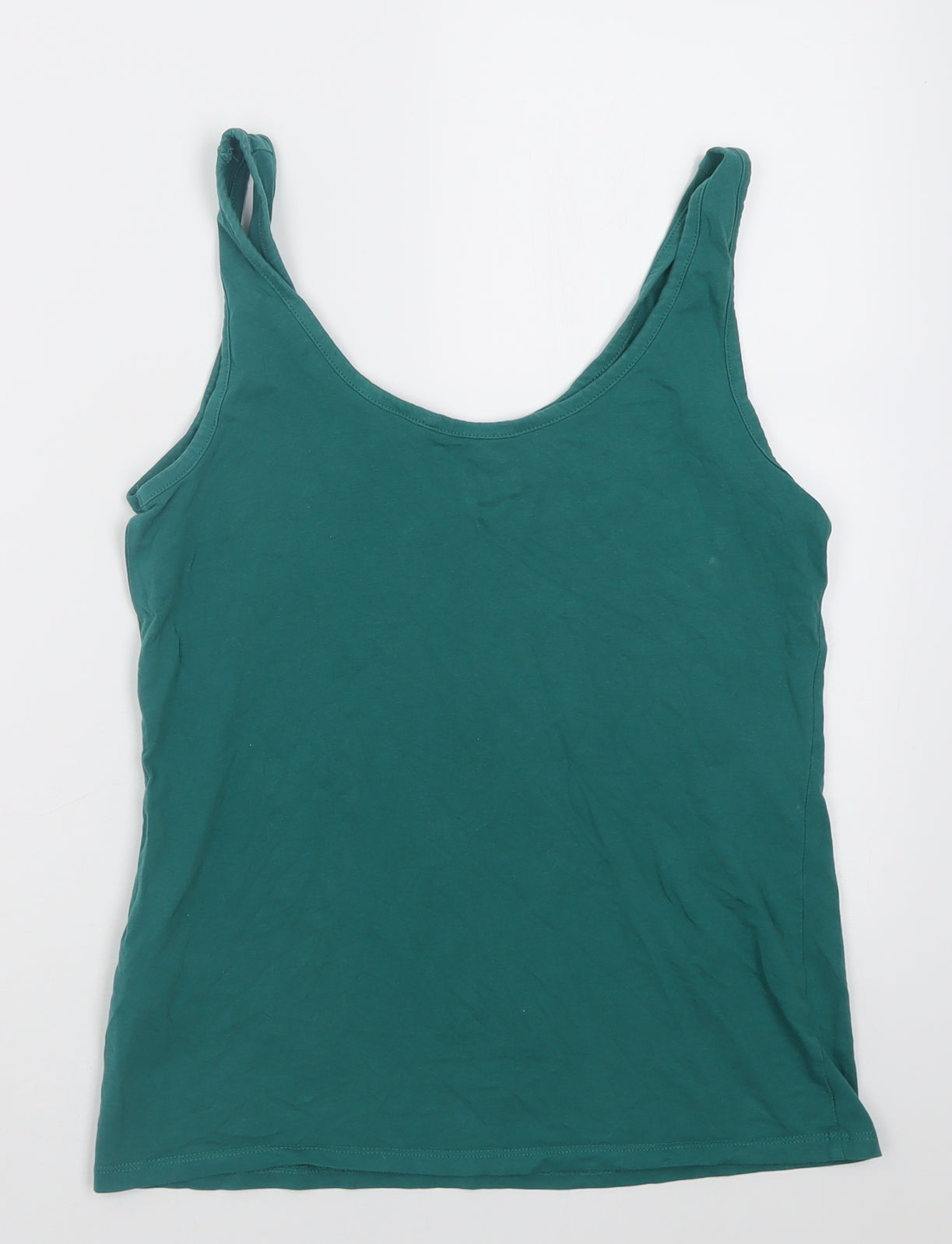 NEXT Womens Green  Cotton Basic Tank Size 14 Scoop Neck
