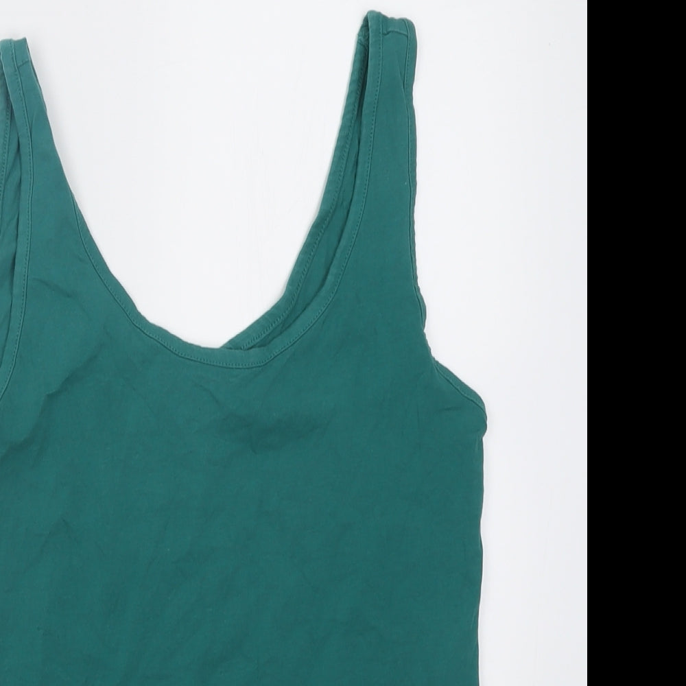 NEXT Womens Green  Cotton Basic Tank Size 14 Scoop Neck