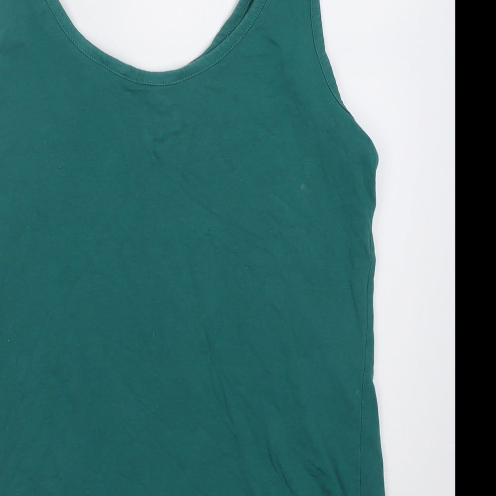 NEXT Womens Green  Cotton Basic Tank Size 14 Scoop Neck