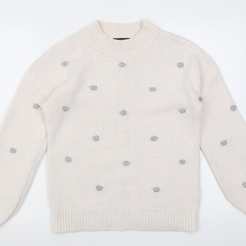Dorothy Perkins Womens Pink Crew Neck Polka Dot Acrylic Pullover Jumper Size 12
