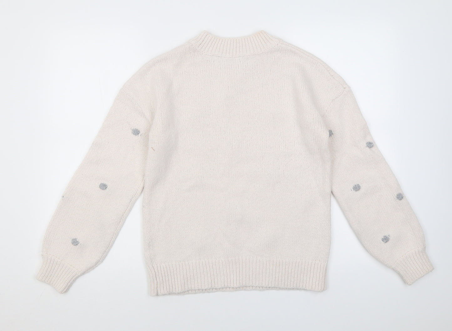 Dorothy Perkins Womens Pink Crew Neck Polka Dot Acrylic Pullover Jumper Size 12