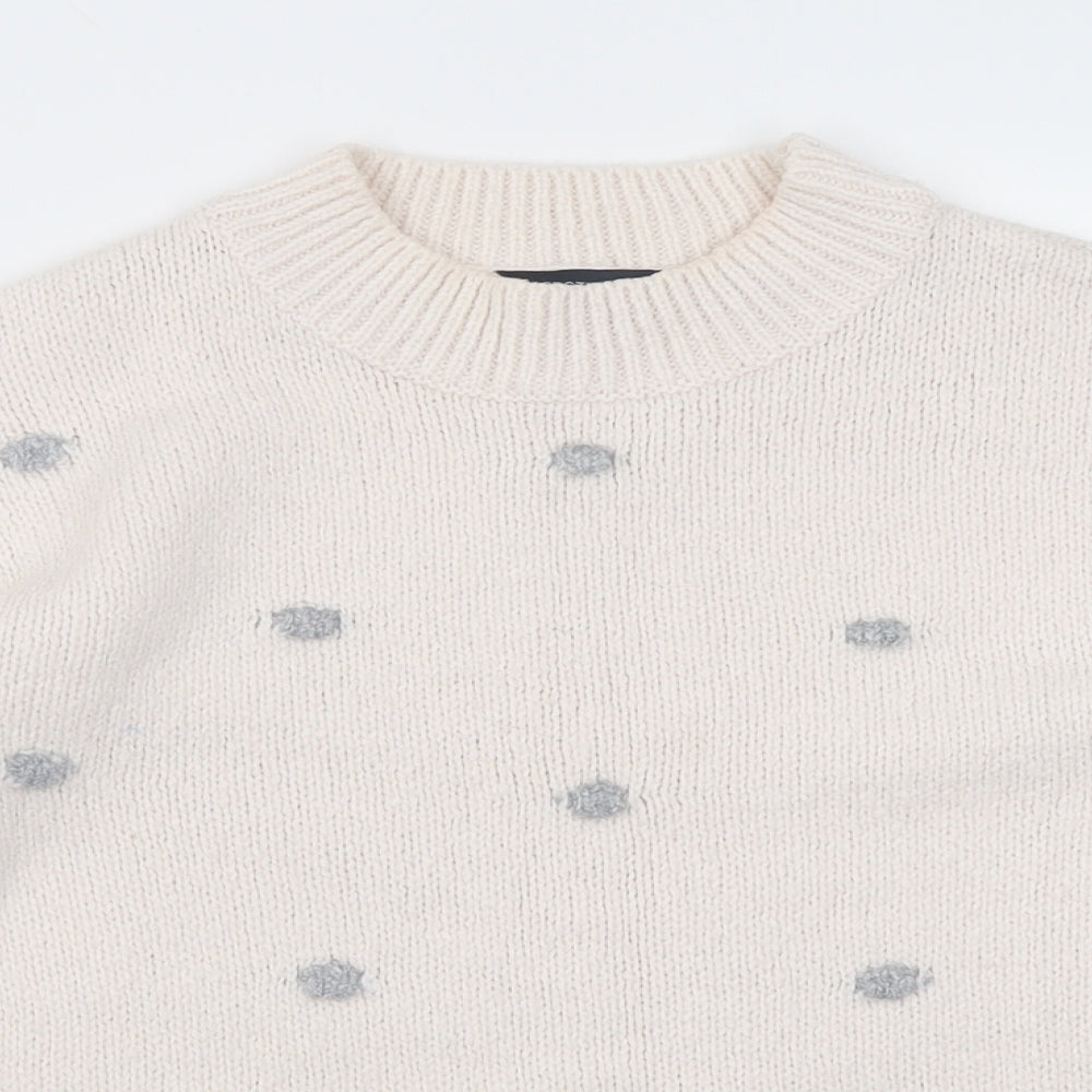 Dorothy Perkins Womens Pink Crew Neck Polka Dot Acrylic Pullover Jumper Size 12