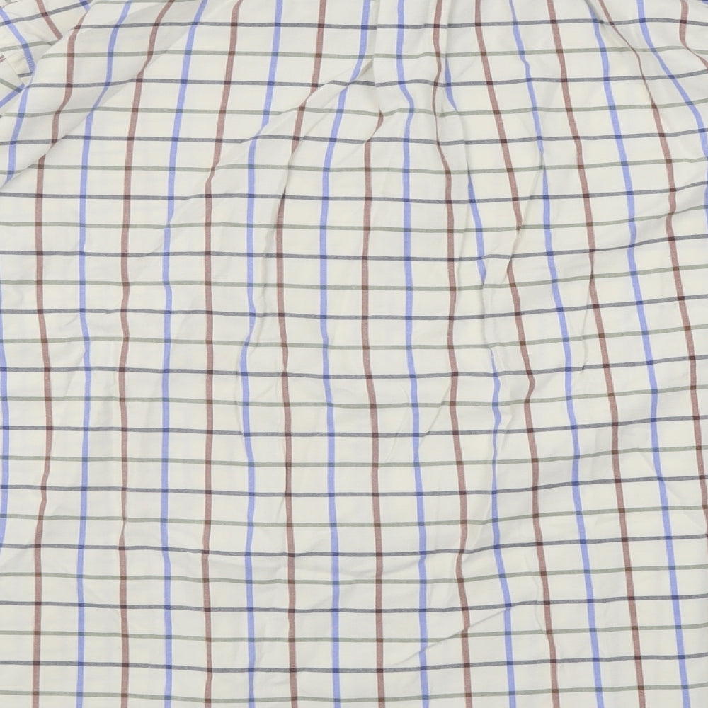 Alan Paine Mens Blue  Cotton  Button-Up Size XL Collared Button
