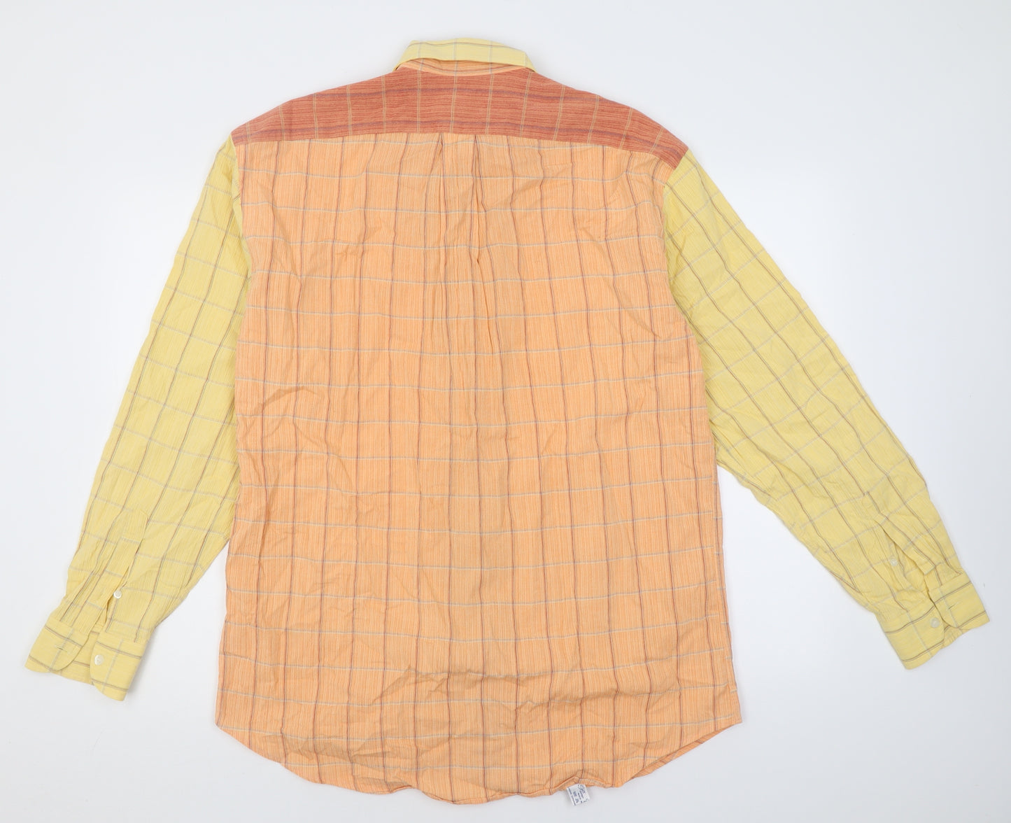 Harmont & Blaine Mens Orange Check Cotton  Button-Up Size XL Collared Button