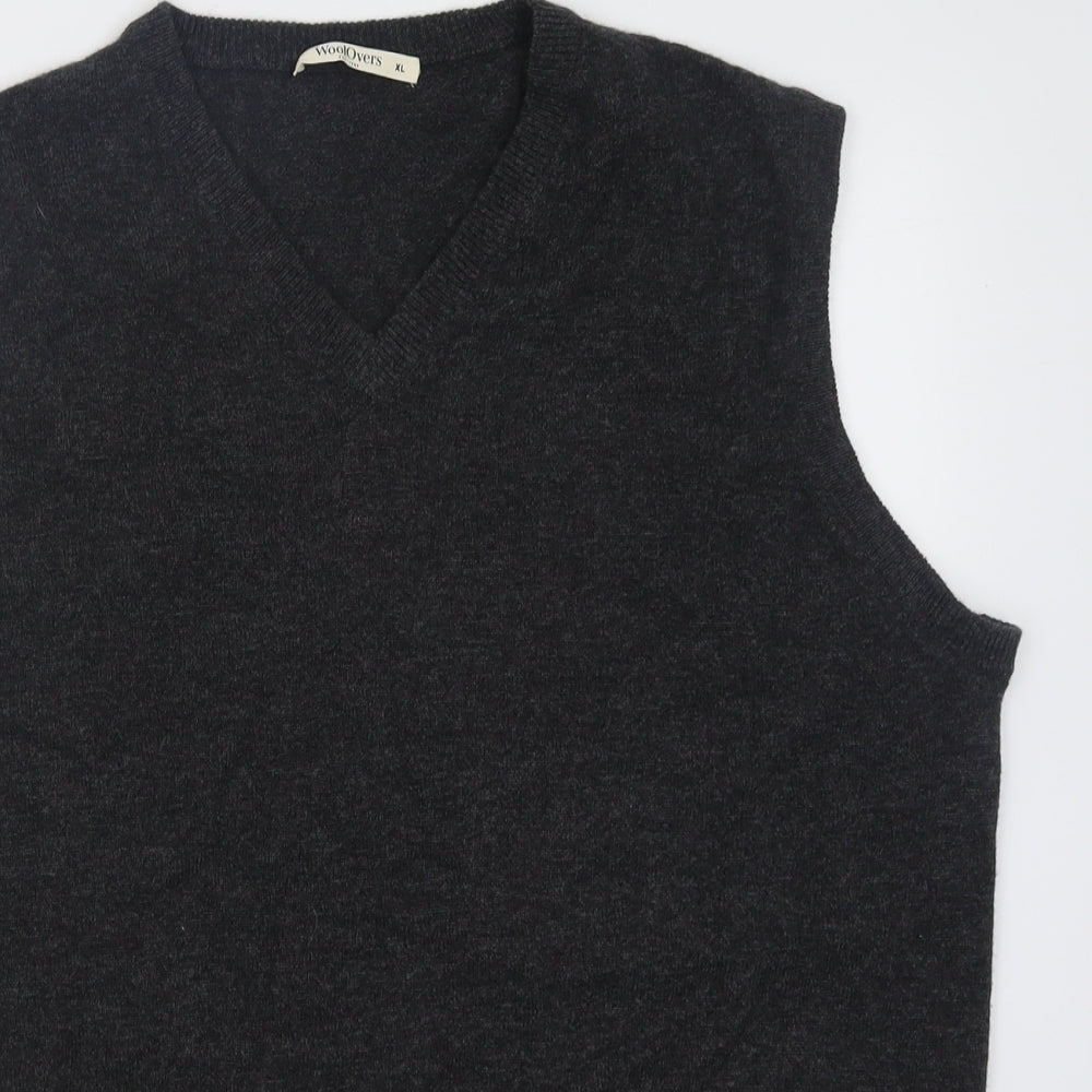 Woolovers Mens Grey V-Neck  Wool Vest Jumper Size XL