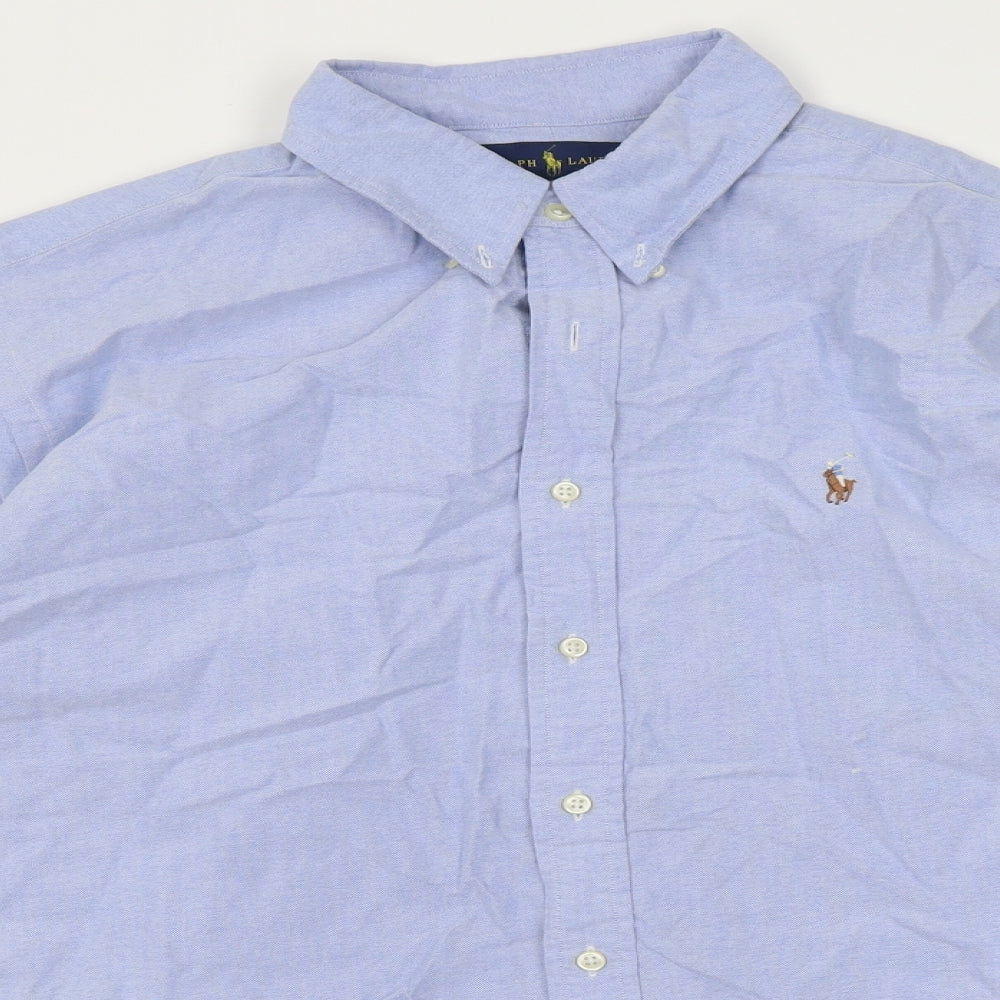 Ralph Lauren Mens Blue  Cotton  Button-Up Size XL Collared Button