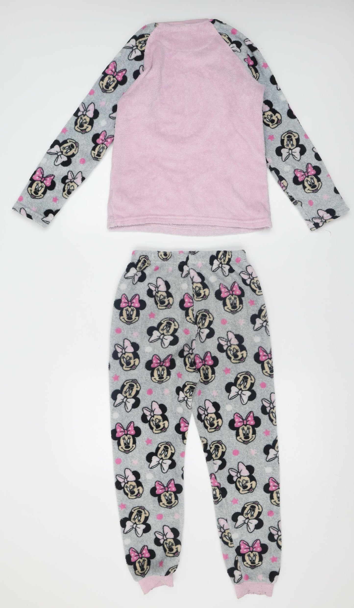 Primark Girls Grey Geometric Polyester  Pyjama Set Size 9-10 Years  Pullover - minnie mouse