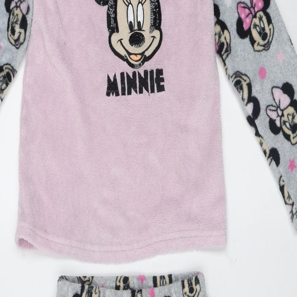 Primark Girls Grey Geometric Polyester  Pyjama Set Size 9-10 Years  Pullover - minnie mouse