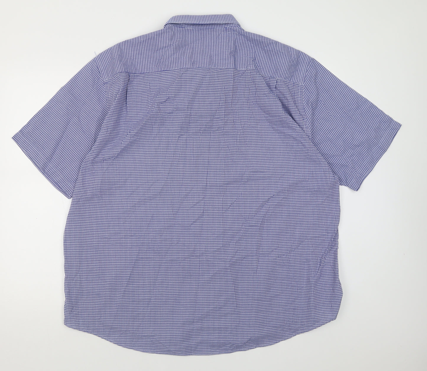 Dunnes Stores Mens Blue Check Cotton  Button-Up Size 3XL Collared Button