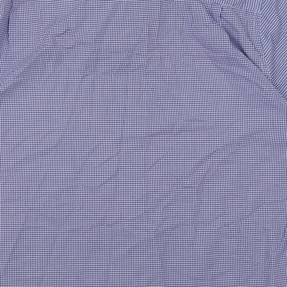Dunnes Stores Mens Blue Check Cotton  Button-Up Size 3XL Collared Button