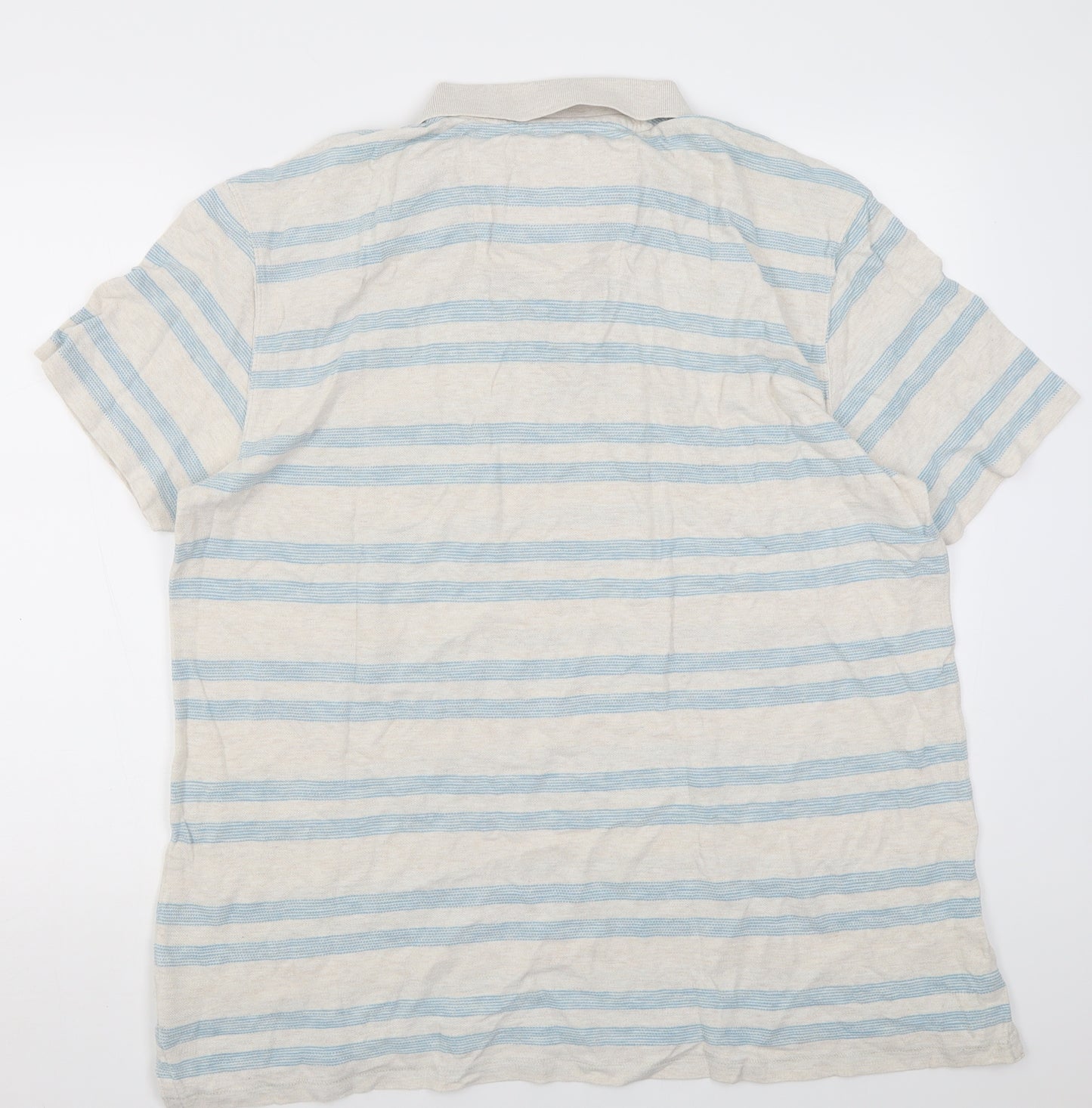 George Mens Beige Striped Cotton  Polo Size XL Collared Button