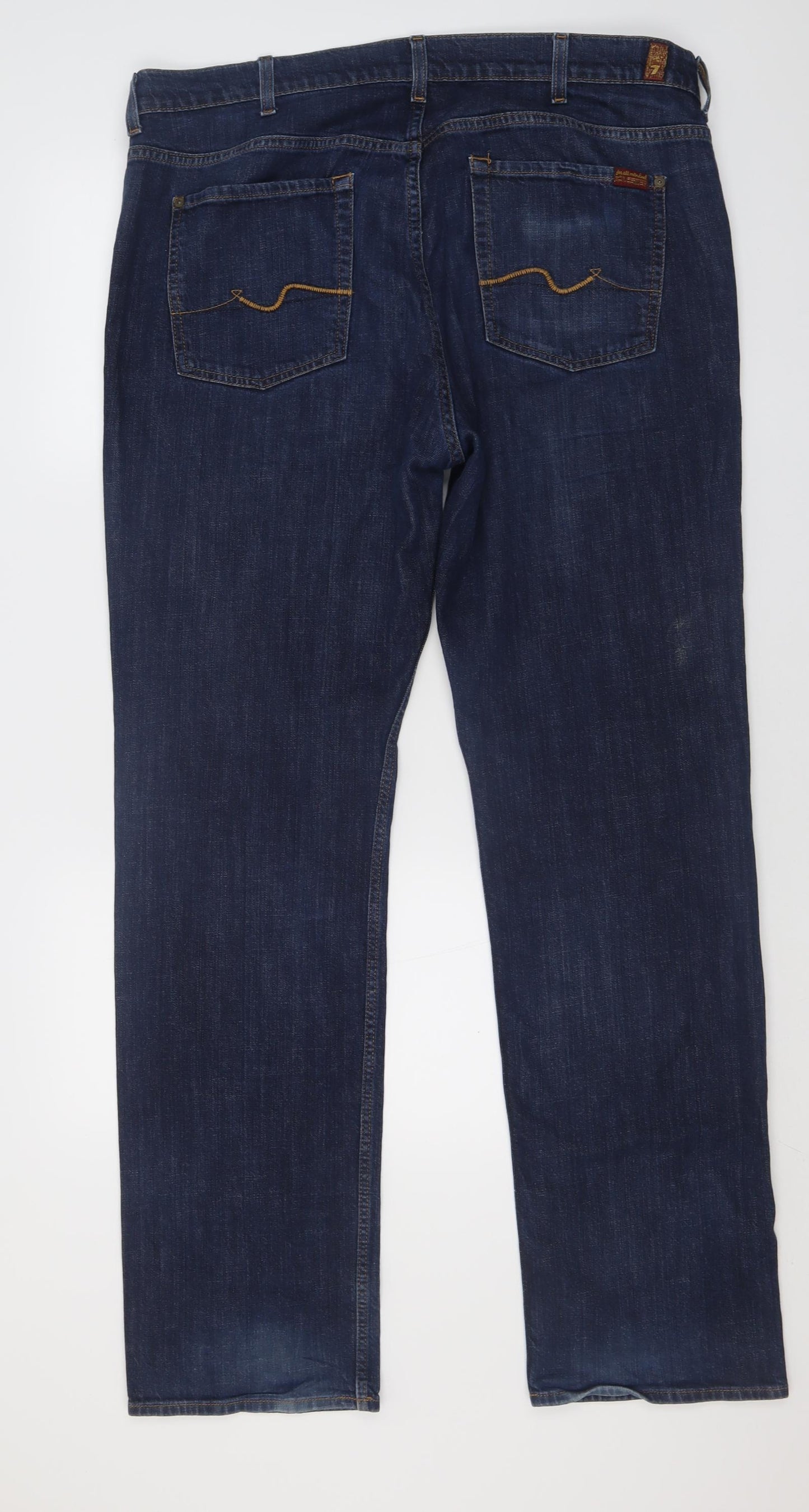7 For All Mankind Mens Blue  Cotton Straight Jeans Size 38 L33 in Regular Button