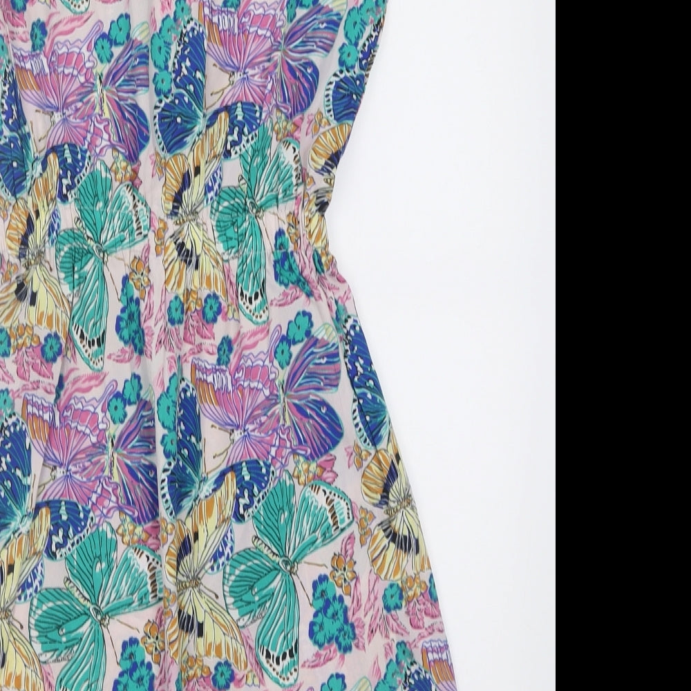 Mela London Womens Multicoloured Floral Polyester A-Line  Size 8  Crew Neck Pullover