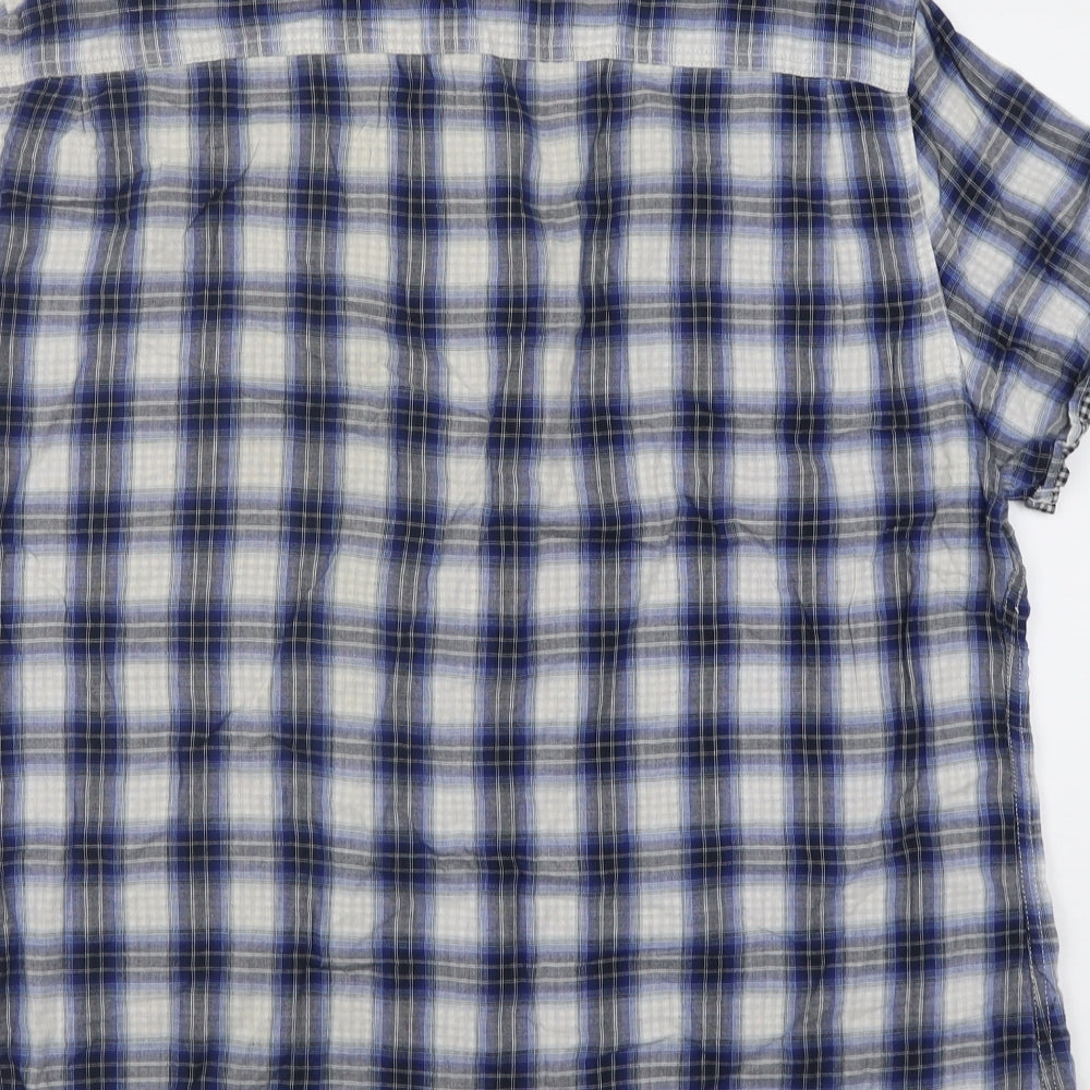 Red Herring Mens Blue Check Cotton  Button-Up Size 2XL Collared Button