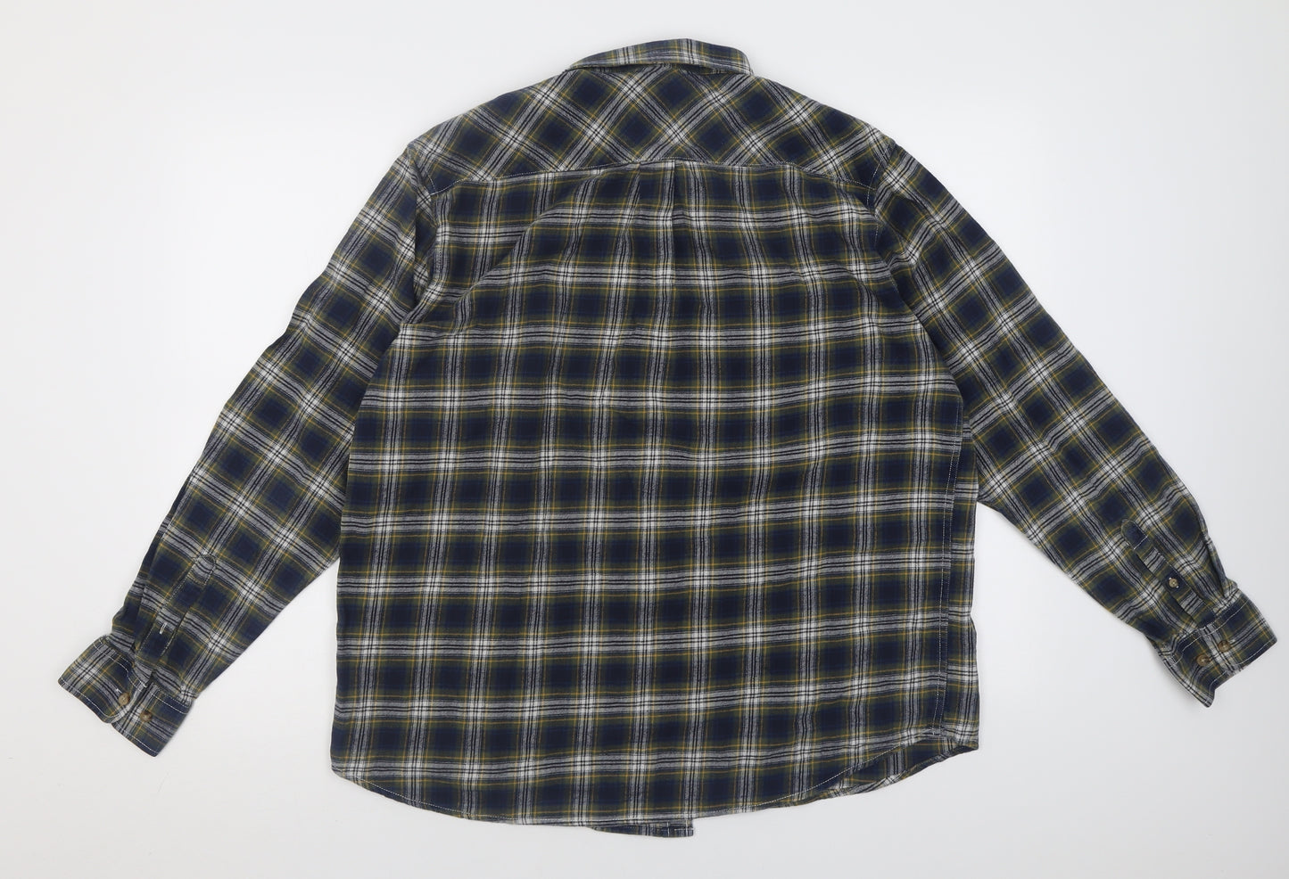 PG Field Mens Blue Check Cotton  Button-Up Size XL Collared Button