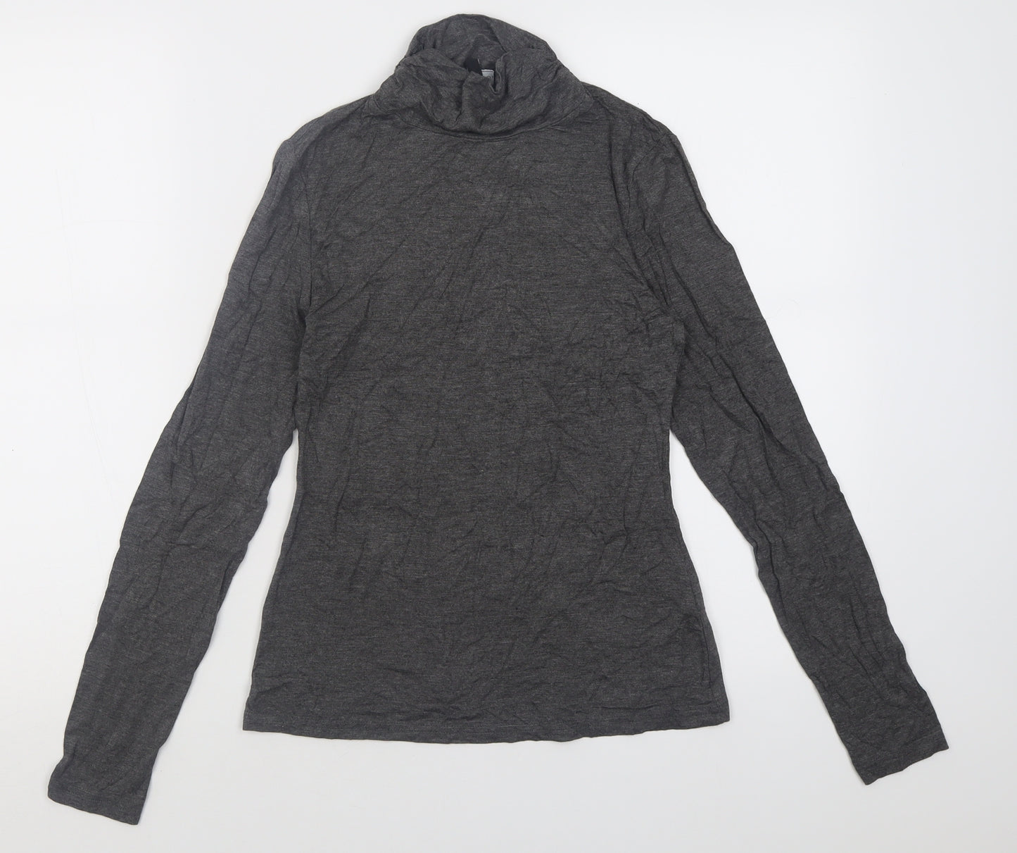 New Look Womens Grey  Viscose Basic T-Shirt Size 10 High Neck
