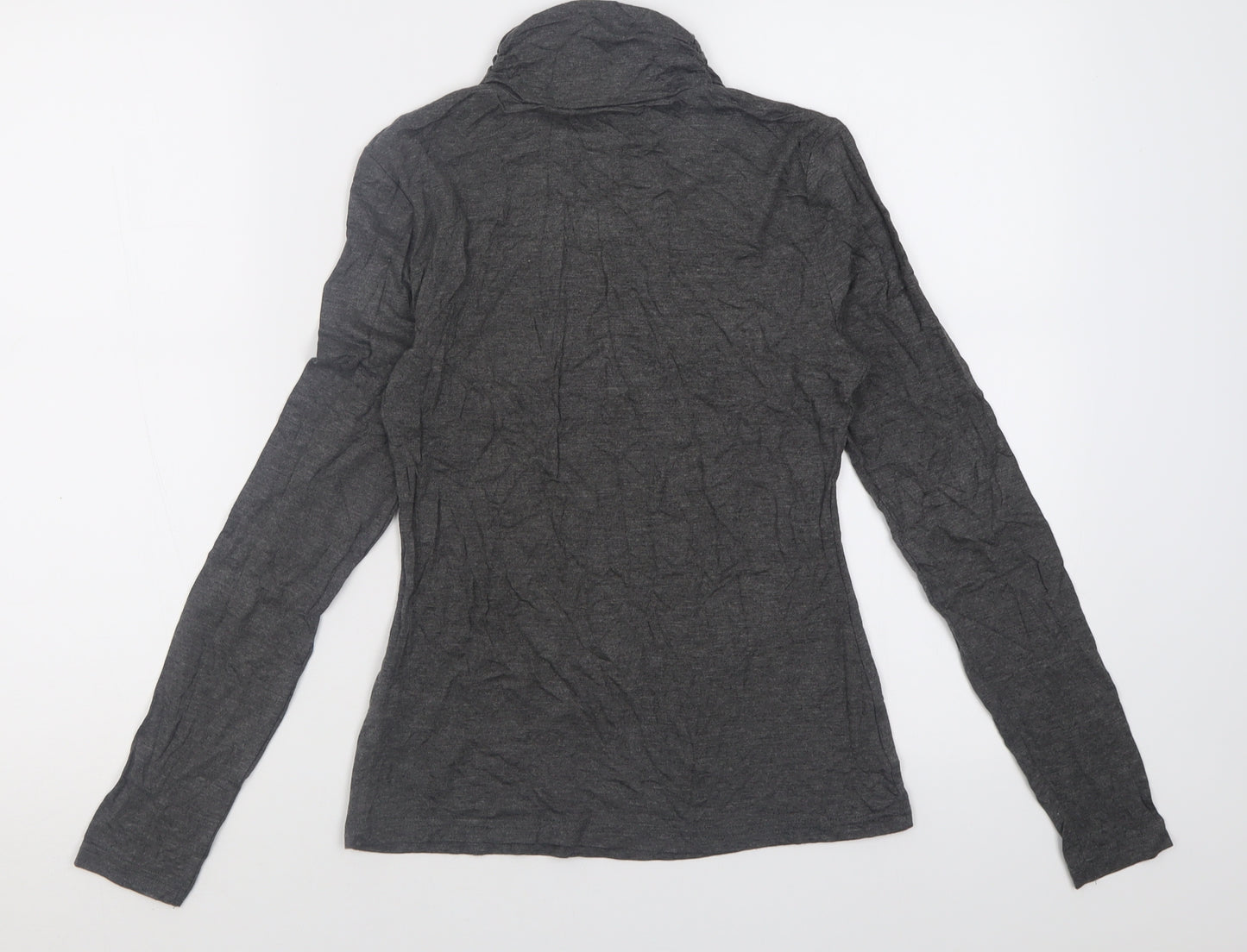 New Look Womens Grey  Viscose Basic T-Shirt Size 10 High Neck
