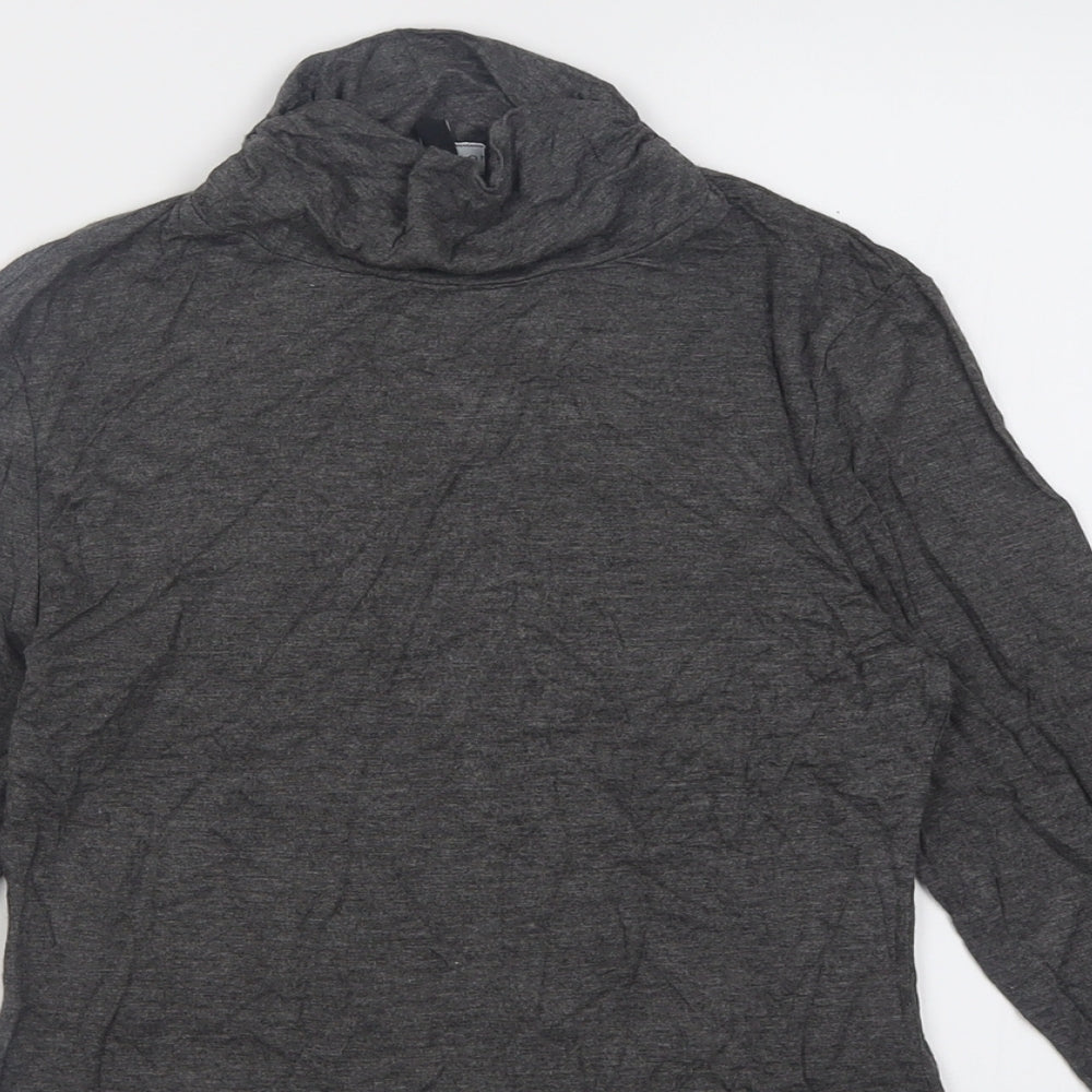 New Look Womens Grey  Viscose Basic T-Shirt Size 10 High Neck