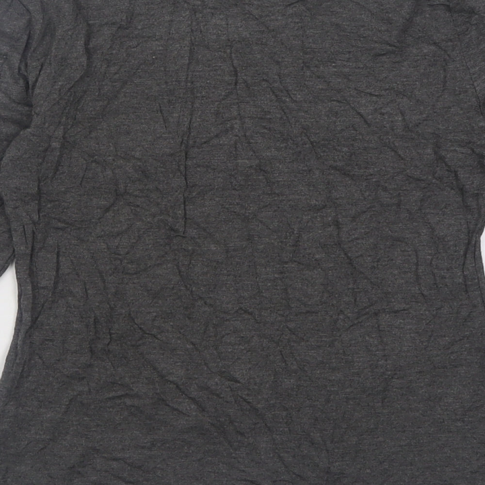 New Look Womens Grey  Viscose Basic T-Shirt Size 10 High Neck