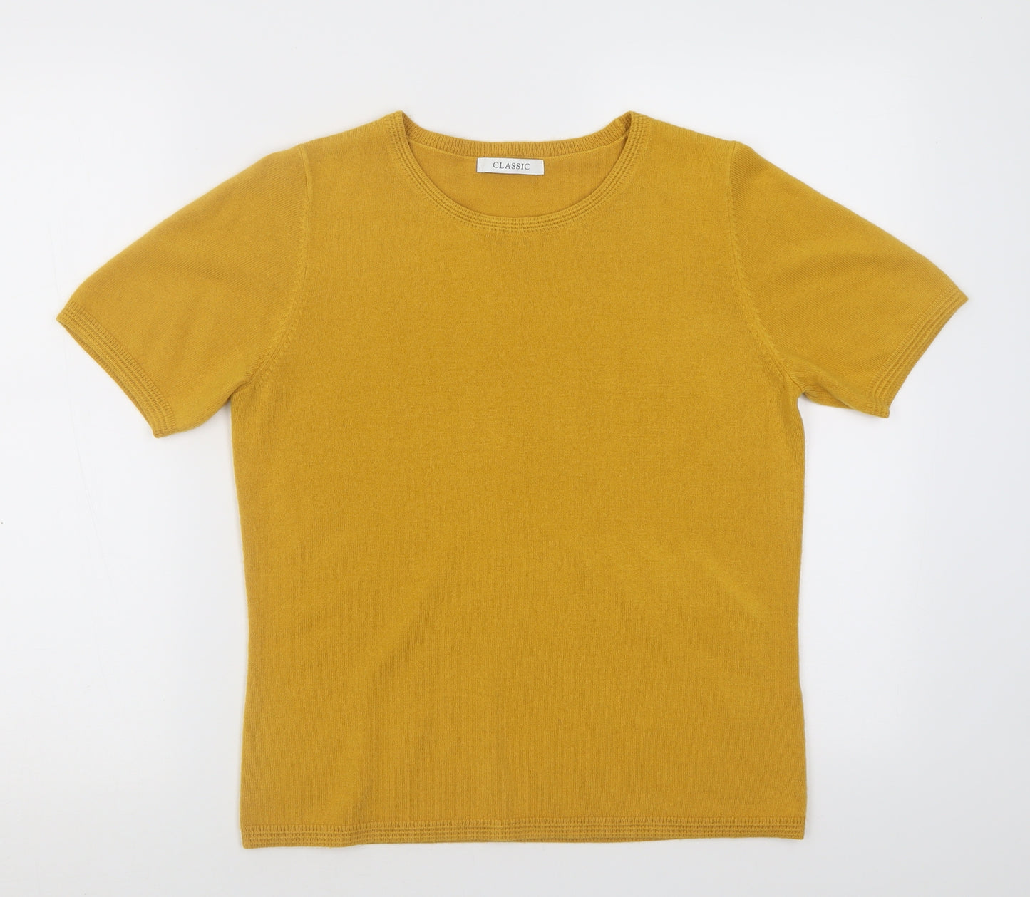 Marks and Spencer Womens Yellow Crew Neck  Acrylic Pullover Jumper Size 12