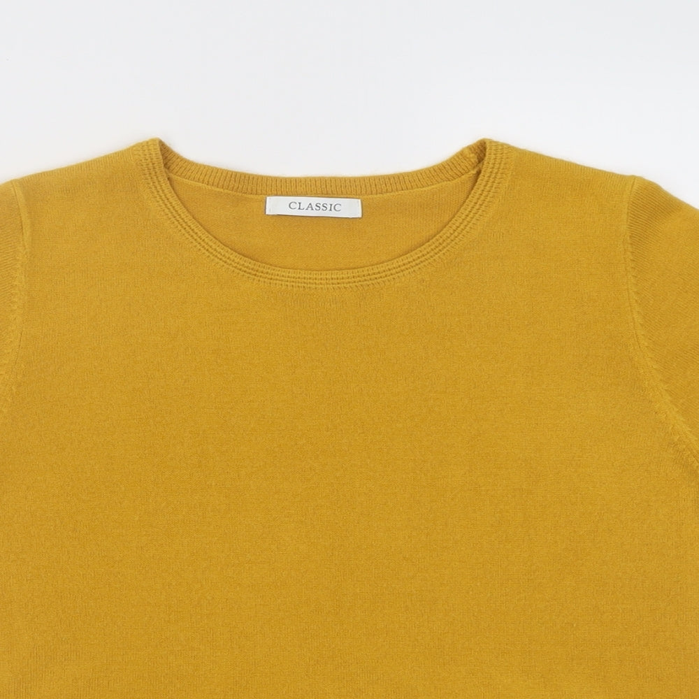 Marks and Spencer Womens Yellow Crew Neck  Acrylic Pullover Jumper Size 12