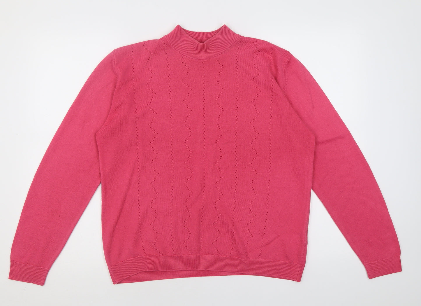 Marks and Spencer Womens Pink High Neck  Acrylic Pullover Jumper Size 14