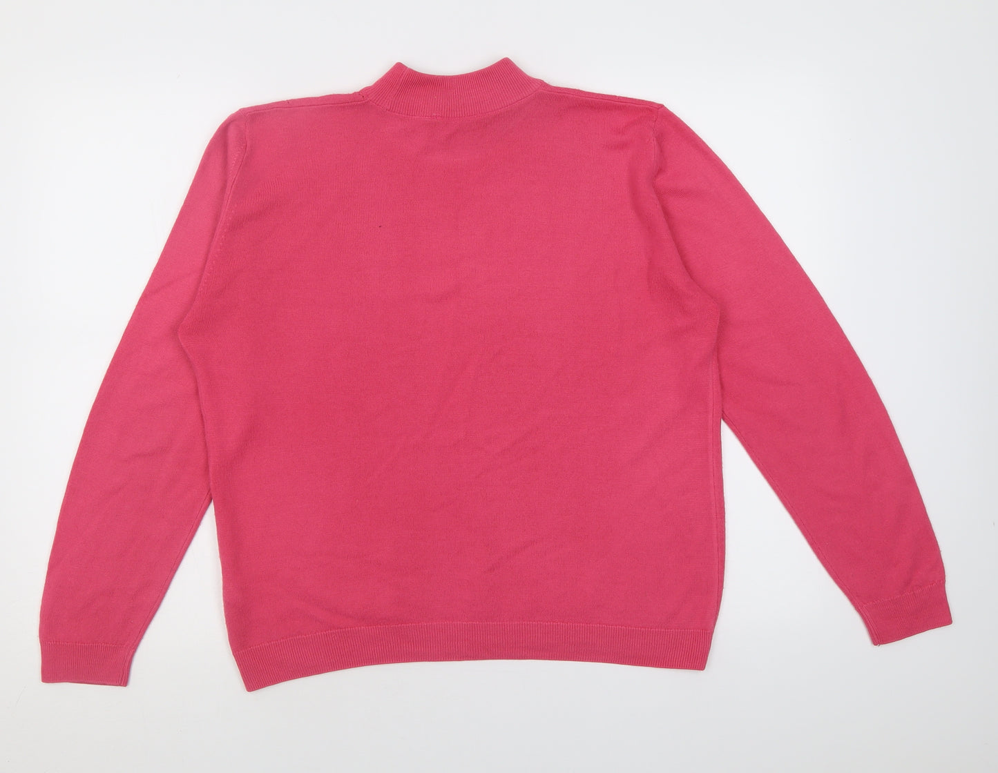 Marks and Spencer Womens Pink High Neck  Acrylic Pullover Jumper Size 14