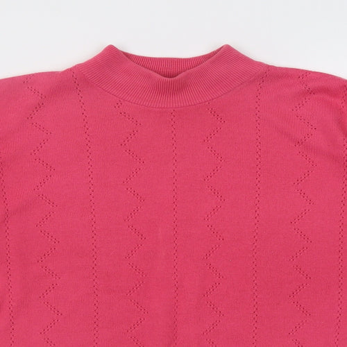 Marks and Spencer Womens Pink High Neck  Acrylic Pullover Jumper Size 14