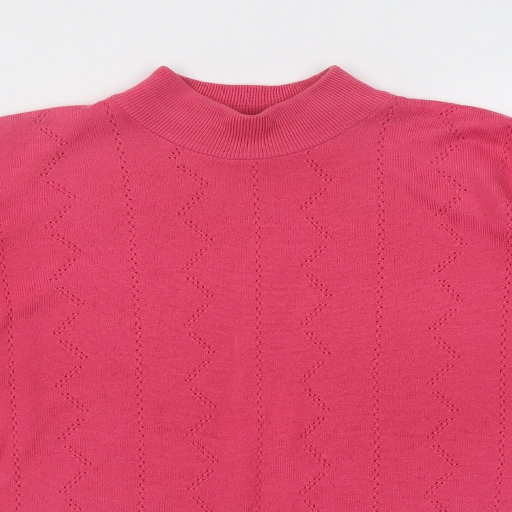 Marks and Spencer Womens Pink High Neck  Acrylic Pullover Jumper Size 14