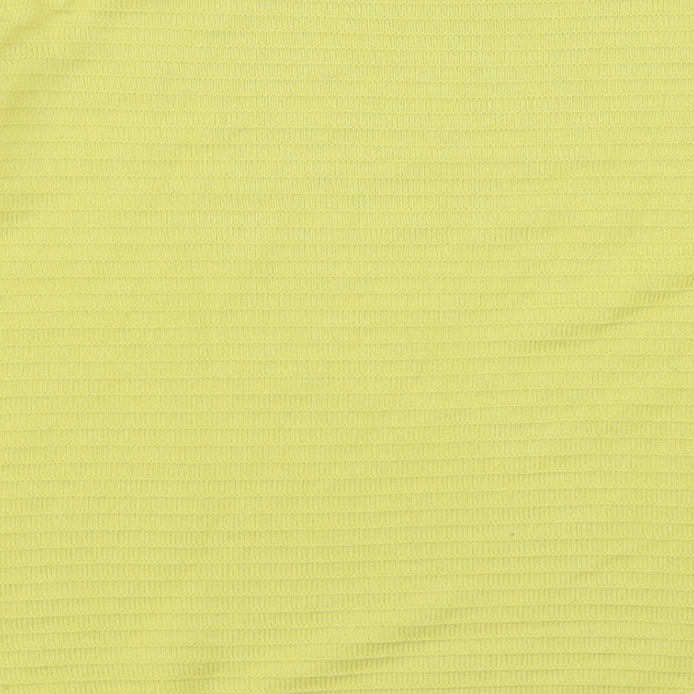 Olsen Womens Yellow Crew Neck Striped Cotton Pullover Jumper Size 10