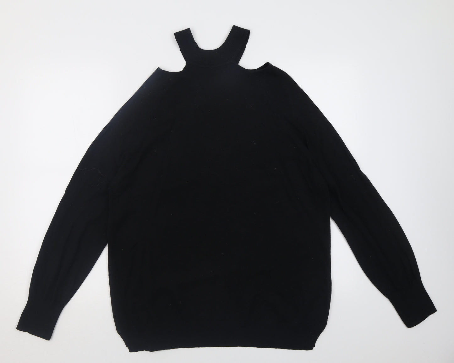 F&F Womens Black Crew Neck  Viscose Pullover Jumper Size 14   - cold shoulder