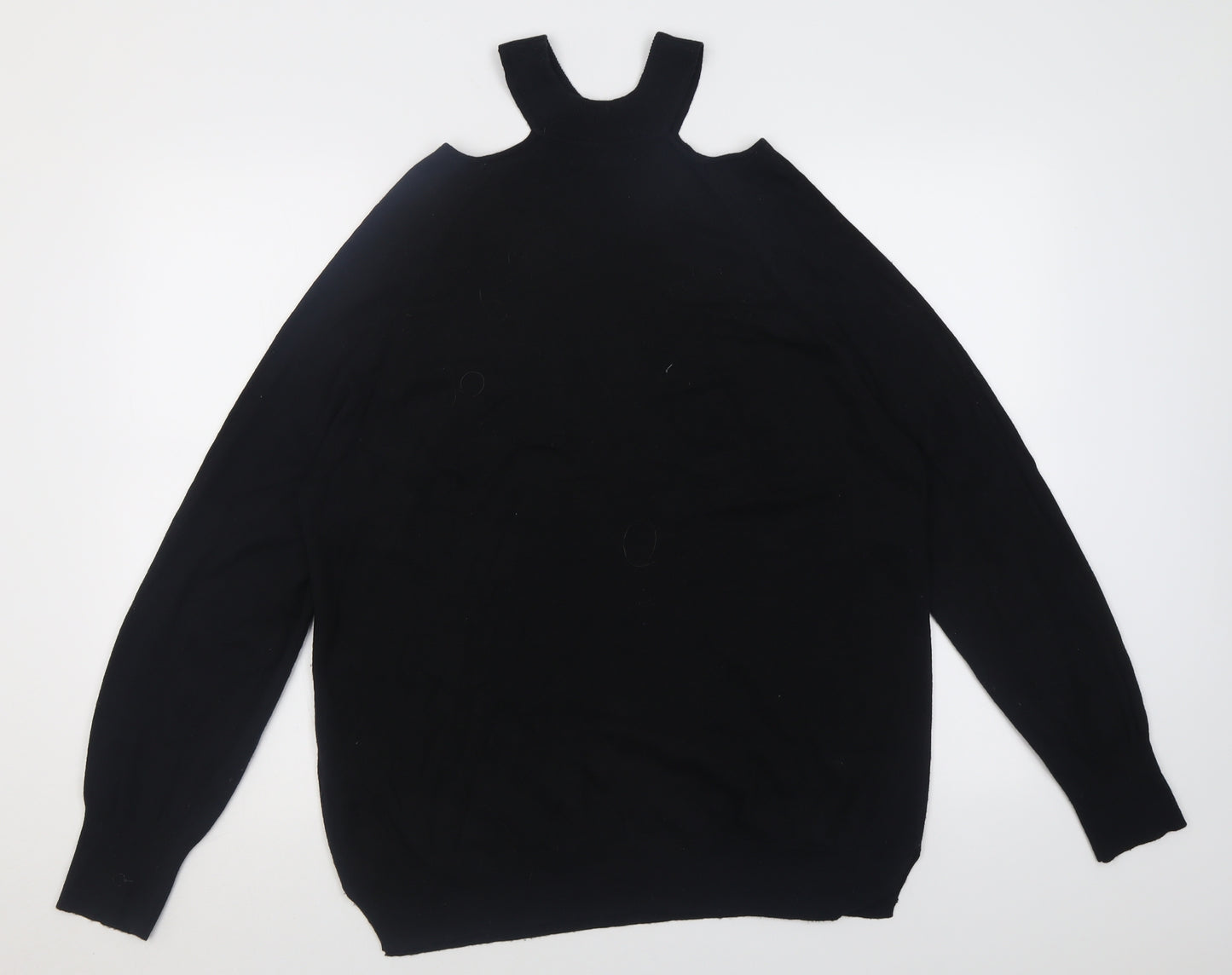 F&F Womens Black Crew Neck  Viscose Pullover Jumper Size 14   - cold shoulder