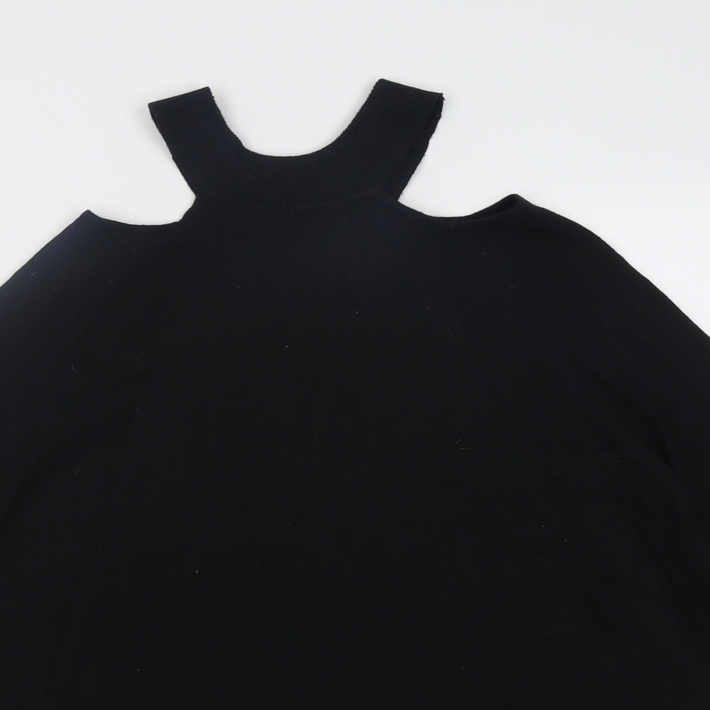 F&F Womens Black Crew Neck  Viscose Pullover Jumper Size 14   - cold shoulder