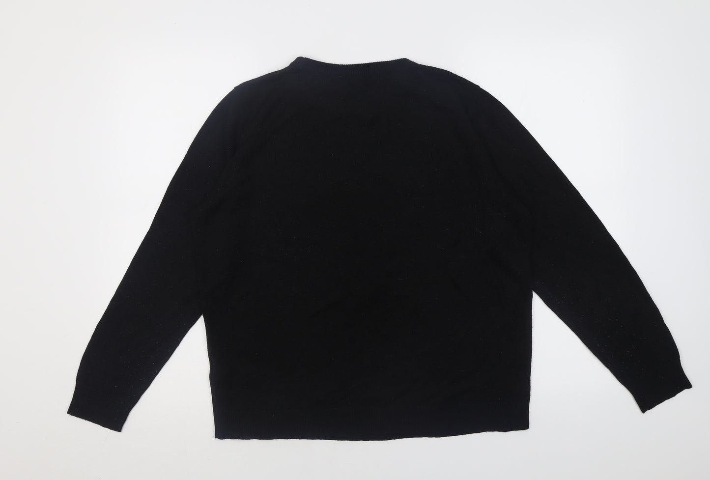 Dorothy Perkins Womens Black Crew Neck Animal Print Acrylic Pullover Jumper Size L