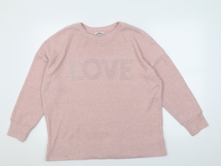 TU Womens Pink Crew Neck Polyacrylate Fibre Pullover Jumper Size 16