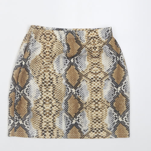 In the Style Womens Brown Animal Print Polyester A-Line Skirt Size 8