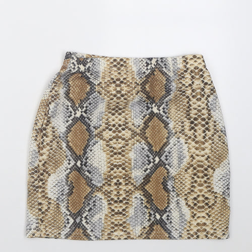 In the Style Womens Brown Animal Print Polyester A-Line Skirt Size 8