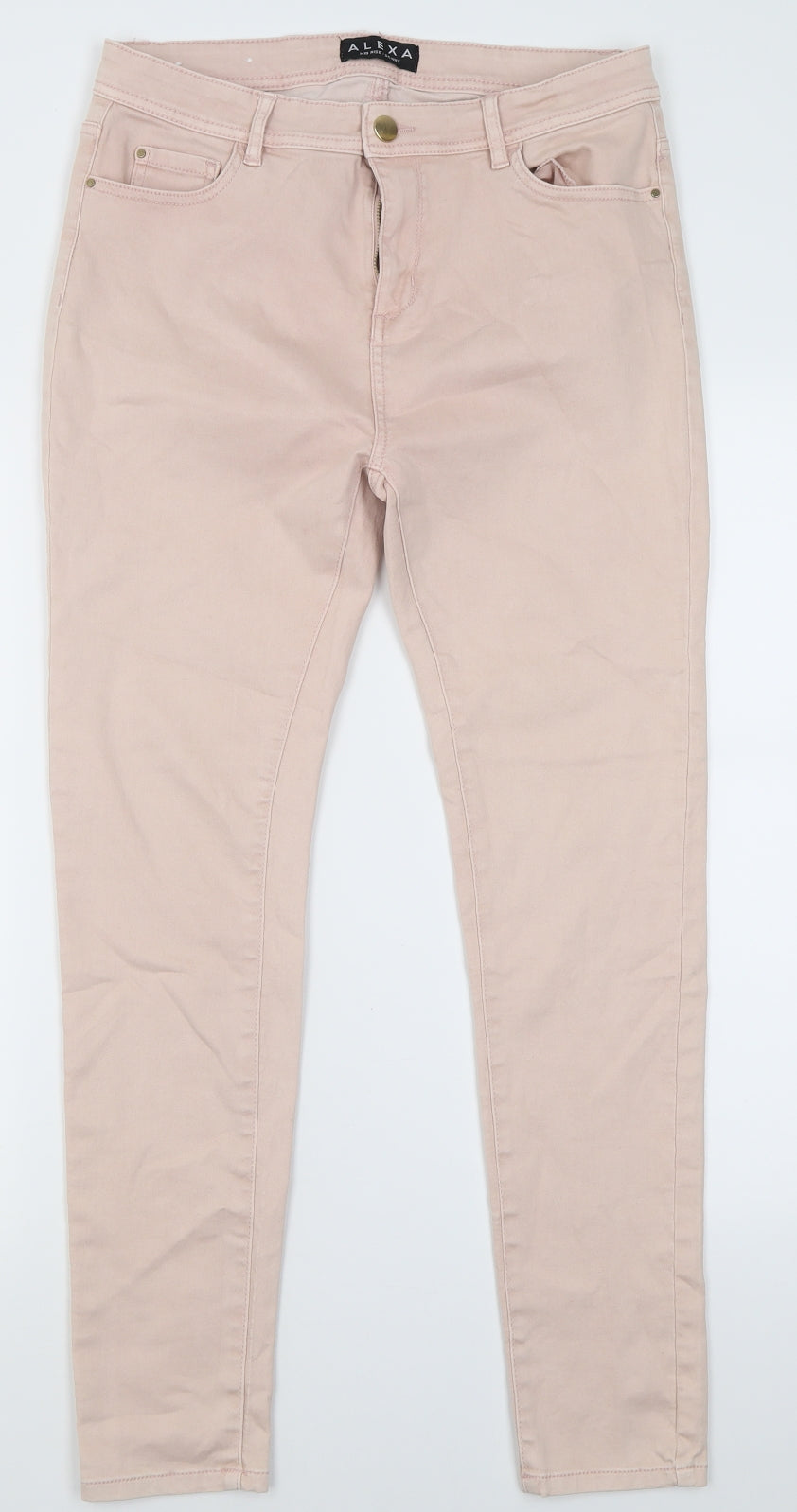Peacocks Womens Pink  Cotton Skinny Jeans Size 14 L29 in Regular Button