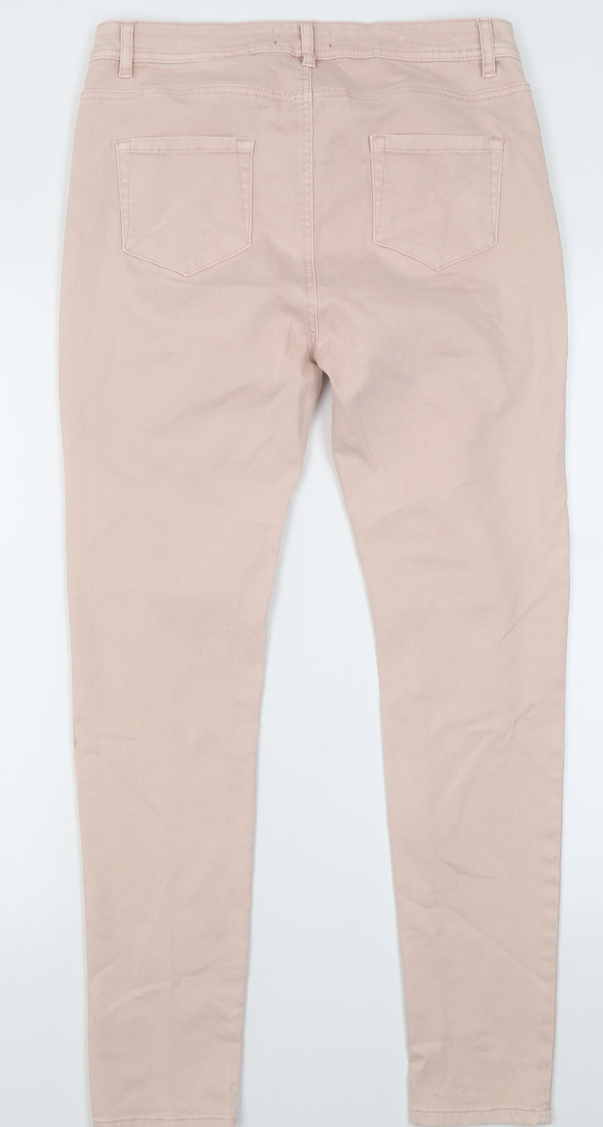 Peacocks Womens Pink  Cotton Skinny Jeans Size 14 L29 in Regular Button