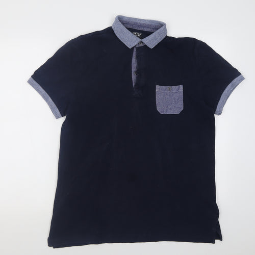 urban jeans Mens Blue  Cotton  Polo Size L Collared Button