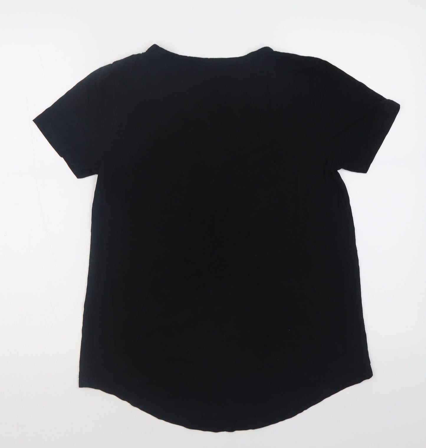 Nutmeg Womens Black  Cotton Basic T-Shirt Size 12 V-Neck
