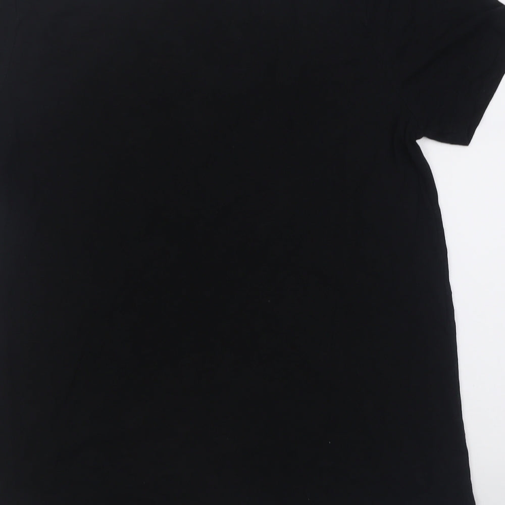 Nutmeg Womens Black  Cotton Basic T-Shirt Size 12 V-Neck