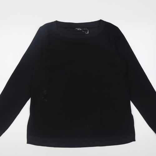 ESMARA Womens Black  Polyester Basic Blouse Size 12 Crew Neck