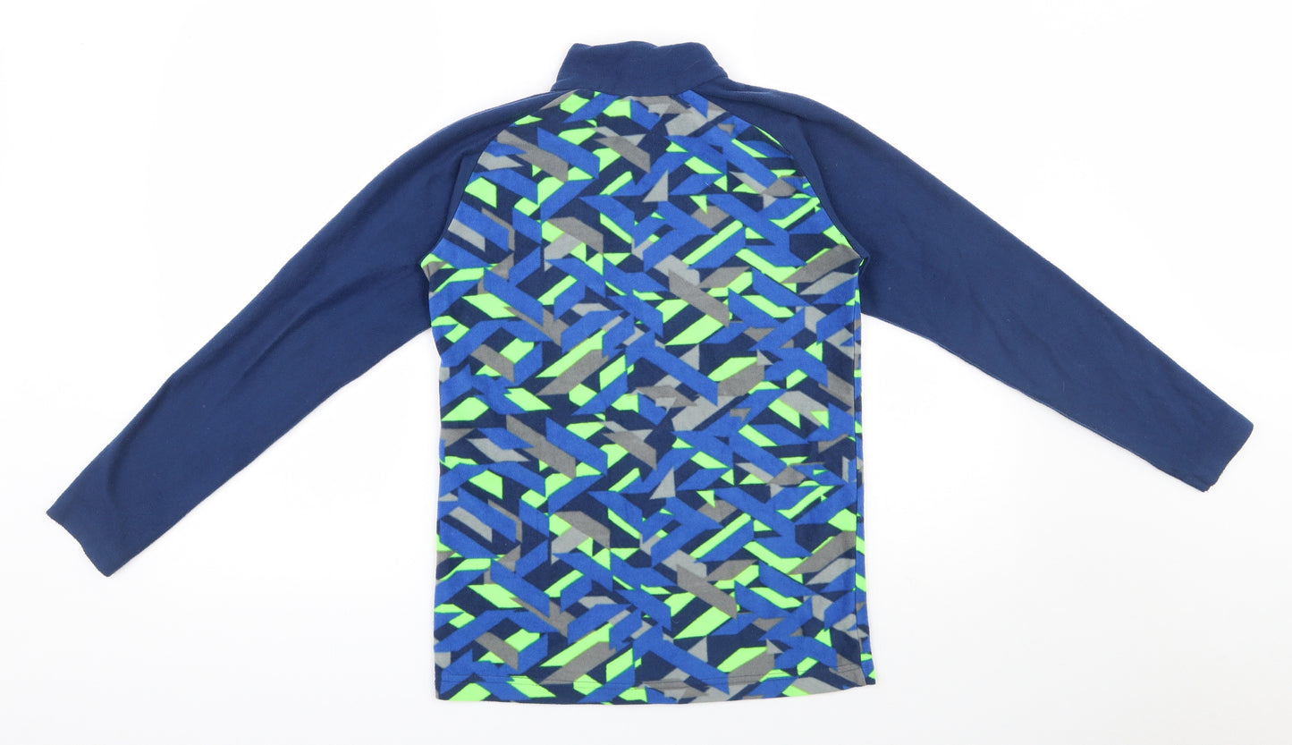 Mountain Warehouse Boys Blue Geometric 100% Polyester Pullover Sweatshirt Size 11-12 Years  Zip