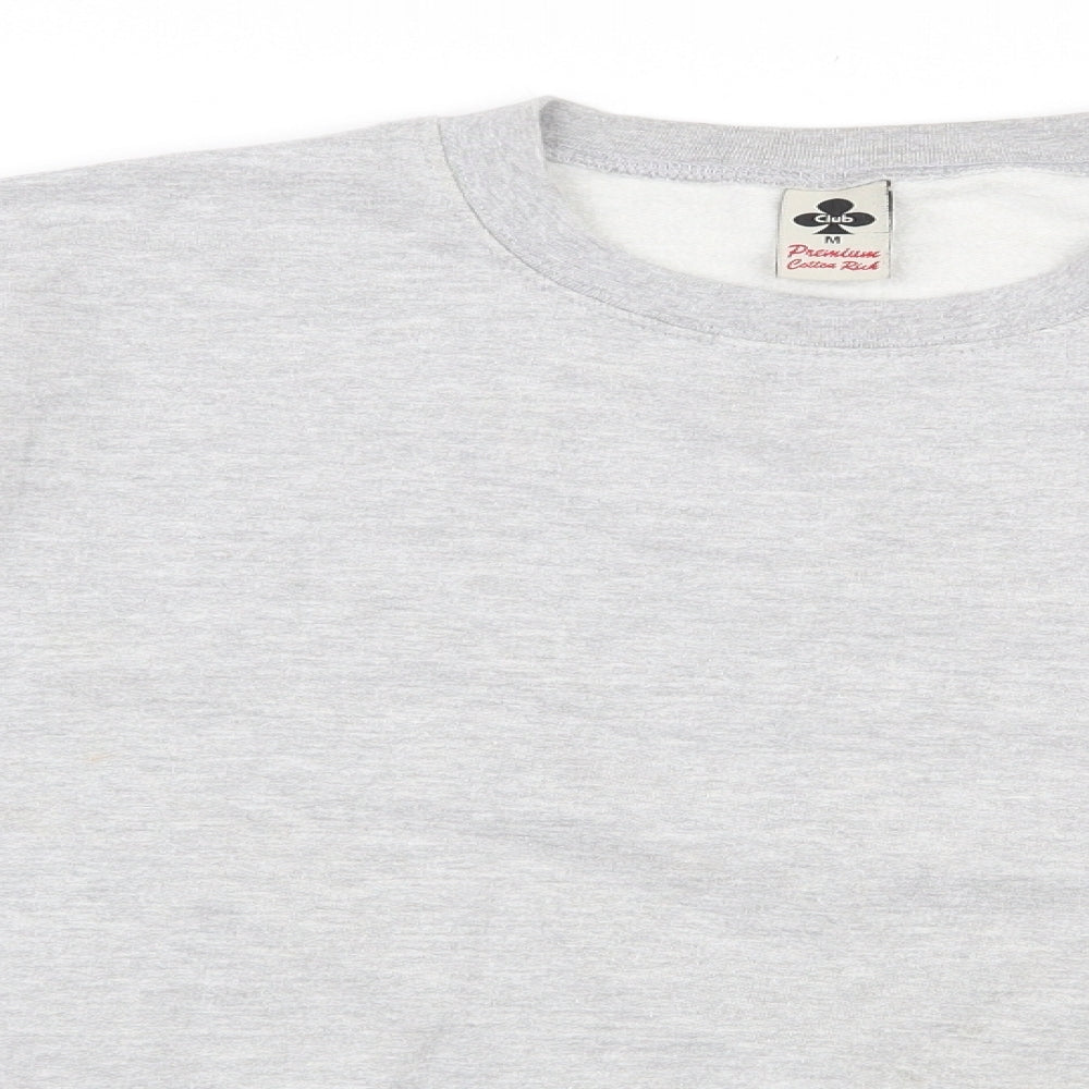 Club Mens Grey  Cotton Pullover Sweatshirt Size M