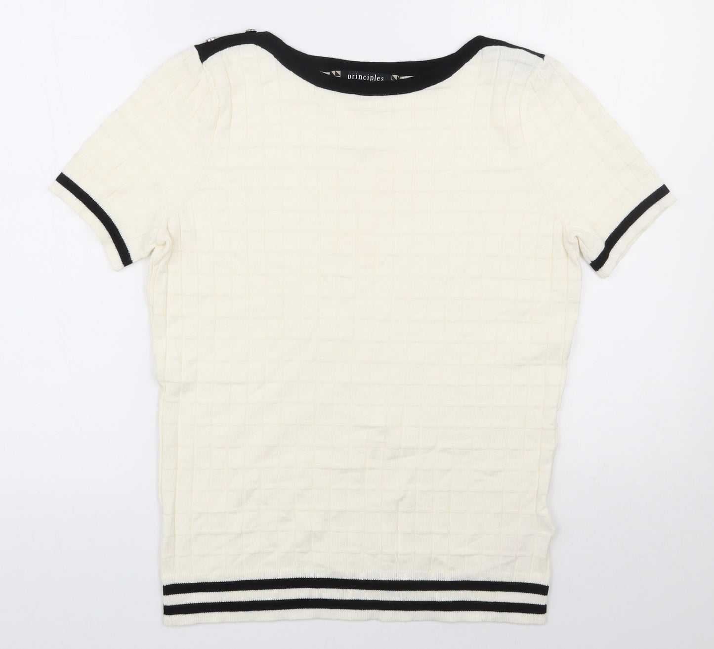 Principles Womens Ivory Boat Neck  Viscose Pullover Jumper Size 14