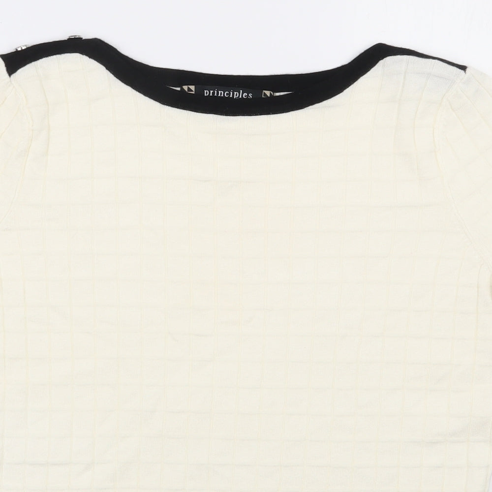 Principles Womens Ivory Boat Neck  Viscose Pullover Jumper Size 14